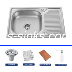 Square Single Bowl Drop In Kitchen Sink for Contemporary Kitchen