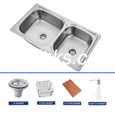 Stainless Steel Rectangular Sink With Faucet Drainer Basket Single Hole Design