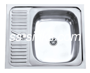 0.6mm 0.8mm Single Bowl Sink With Drainboard