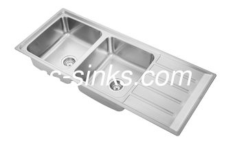 12050R Brushed Stainless Steel Top Mount Double Kitchen Sink With One Faucet Hole