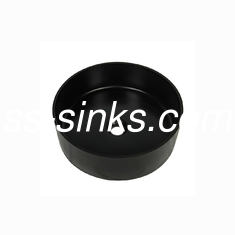 410mm Black Quartz Undermount Round Single Bowl Kitchen Sink With Splashback