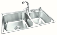 Brushed Surface Commercial Drop In Sink , Double Bowl Stainless Steel Sink