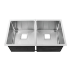 Stainless Steel Double Bowl Kitchen Sink Above Counter Installation