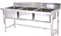 Hotel Bar Kitchen Triple Stainless Steel Sink Stand 80cm 90cm 100cm