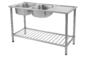 Hotel Two Bowl One Drain Kitchen Stainless Steel Sink Stand Noise Elimination