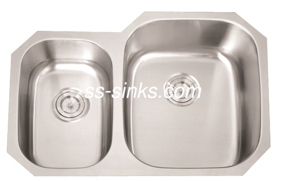 China High Performance Double Bowl Stainless Steel Sink Sliver Color Satin Finish factory
