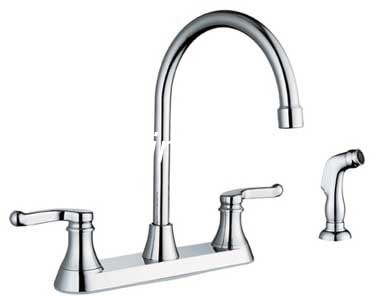 China Easy Cleaning Commercial Kitchen Sink Faucet Two Handles Ceramic Valve Core factory