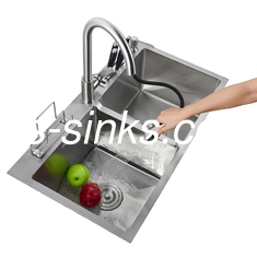 Equal Basin Center Drainer Handmade Kitchen Sink soap dispenser