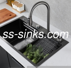 Multifunctional Module SS Handmade Kitchen Sink Black Anti Corrosion