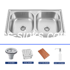 OEM 780*430 Double Bowl Polished Stainless Steel Sink With Craftsmanship
