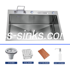 18 Gauge Handmade Kitchen Sink With Rear Drain Placement