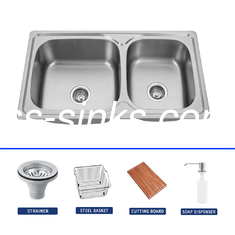 Topmount Rectangle Stainless Steel Sink Double Bowl For Kitchen