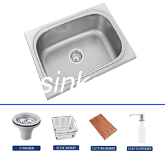 304 Stainless Steel Single Bowl Kitchen Sink With SUS304 Basket