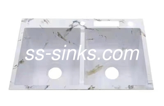 Marble Handmade 30 Inch Undermount Stainless Steel Double Bowl Sink