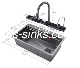 Gold Stainless Steel Handmade Kitchen Sink With Faucet And Accessories