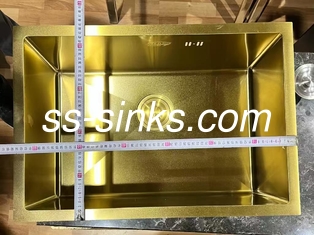 Customized Square Measure Stainless Steel Single Bowl Sink With Gold Finish