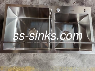 Modern Design Double Bowl Kitchen Sink Undermount with Stainless Steel Drainer and Overflow Included Up To You