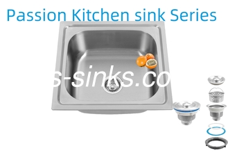 1 Bowl Topmount Kitchen Sink with 18/10 Chromium/Nickel Stainless Steel Rectangular Design