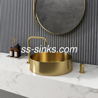 Luxury Round Stainless Steel Water Basin Premium 304 Grade 41x41cm Artisan Bathroom Sink