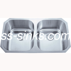 0.7mm 0.8mm Under Counter Mount Stainless Steel Sink Double Bowl SUS201