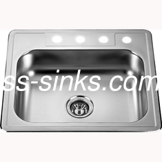 20 Gauge SS Single Bowl Stainless Steel Kitchen Sink 4 Tap Hole 25x22 Inch