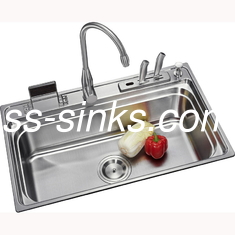 Funtional 0.9mm Kitchen Stainless Steel 1 Bowl Sink Top Mount 800*500mm