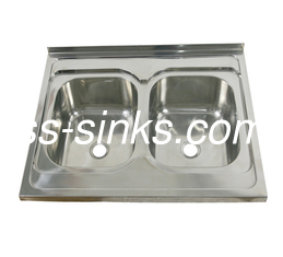 8060D Over The Counter Stainless Steel 2 Bowl Sink Kitchen Anti Corrosion