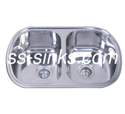 180MM Stainless Steel Double Bowl Sink With Rounded Corners Drop In