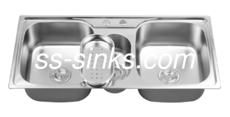 Welding 3 Basin Stainless Steel Triple Bowl Kitchen Sink 1000*480*200mm