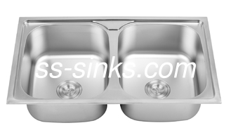 22 Gauge Above Counter Double Basin Kitchen Sink Stainless Steel One Piece