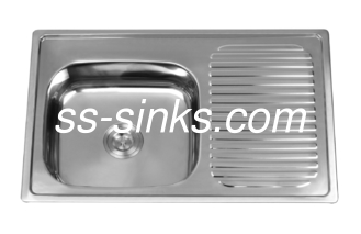 sS201 Size 80X50cm Kitchen Sink With Drainboard 3 Tap Holes
