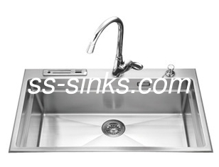 High Capacity 80cm Single Bow Handmade Kitchen Sink Wear Resistant Finish