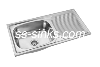 Above Counter Big Basin SS Kitchen Sink With Single Drainboard