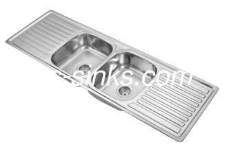 1 Faucet Hole Top Mount Brushed Stainless Steel Kitchen Sink 1500*500*210mm