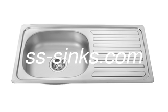 Satin Drop In Single Kitchen Sink With Drainboard 0.6mm 0.8mm