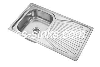 500MM Stainless Steel Kitchen Sink With Drainboard Single Bowl