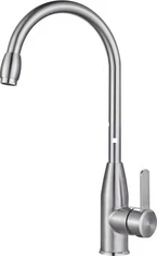 Fixed Coil Brushed Silver Stainless Steel Kitchen Tap Home Use