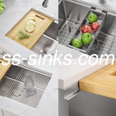 Rectangular Topmount Kitchen Sink In Brushed Finish For 33 Inch Minimum Cabinet Size And Rectangular Bowls