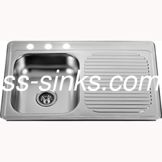 Sink Drainboard Single Bowl Topmount Kitchen Sink With Three Tap Hole