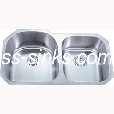 One Piece 304 Stainless Steel Double Bowl Sink Kitchen Bar