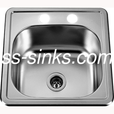 Latin American One Piece Top Mount Stainless Steel Sink 15X15 Inch