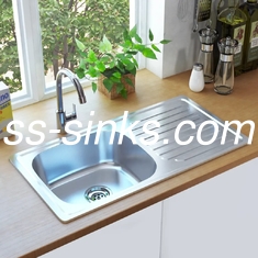0.6mm Single Bowl Topmount Kitchen Sink With Drainboard Electroplated