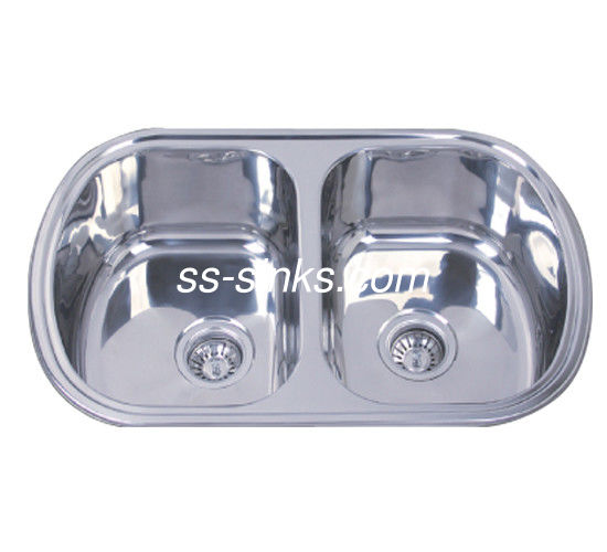 180MM Stainless Steel Double Bowl Sink With Rounded Corners Drop In
