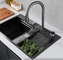 Multifunctional Module SS Handmade Kitchen Sink Black Anti Corrosion