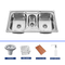 1 Faucet Hole 2 Drains Stainless Steel Double Bowl Sink For Commercial Kitchen