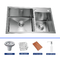 Satin Finish Handmade Kitchen Sink Double Bowl Heat Resistant For Commercial