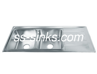 With Drainboard Polished Stainless Steel Double Bowl Sink Kitchen Sink Grid