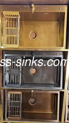 SS304 Protector Grid Above Counter Rolling Black Handmade Kitchen Sink