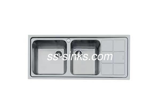 Stainless Steel Kitchen Sink With Drainboard Rust Resistant Durable