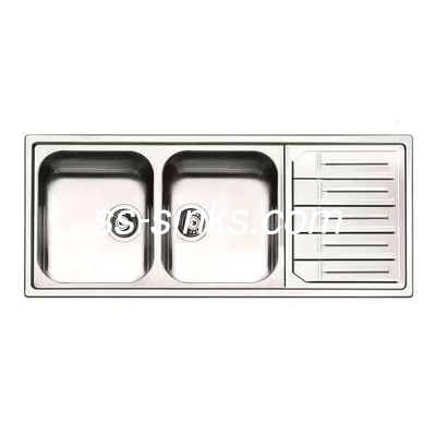 Stainless Steel Kitchen Sink With Drainboard Rust Resistant Durable